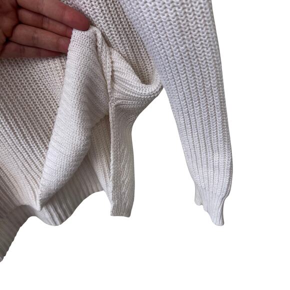 Michael Stars White Cotton Knit Sweater Medium V Neck Long Sleeve Pullover - Picture 6 of 7